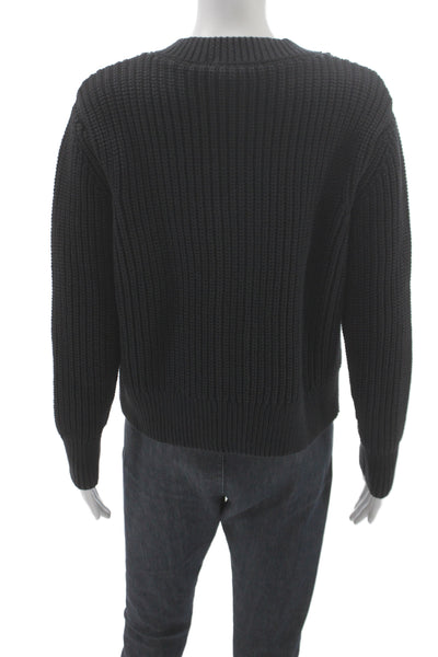 Kokun Unisex Cardigan Black Button Crew Neck Long Sleeve Size L