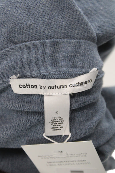 Cotton By Autumn Cashmere Womens Cropped Button-Up Blue V-Neck Size S