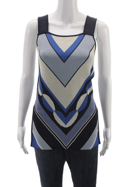 Misa Womens Tunic Tank Black Square Neck Geometric Sleeveless Size XS