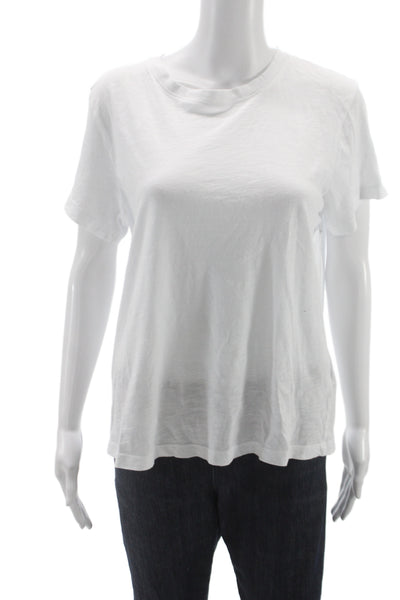 Lejule Women Basic White Crew Neck Short Sleeve T-Shirt Size S