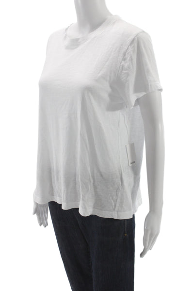 Lejule Women Basic White Crew Neck Short Sleeve T-Shirt Size S