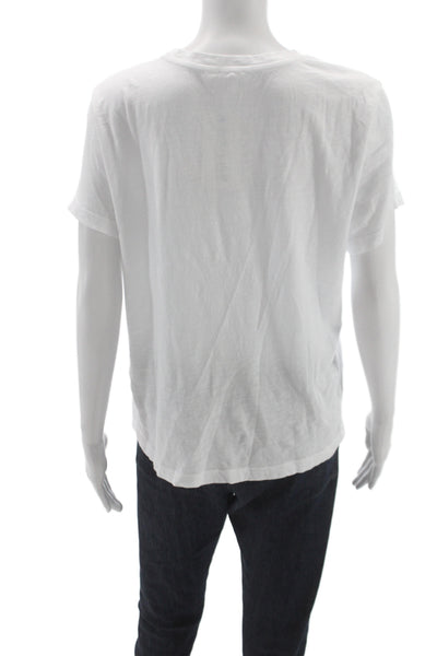 Lejule Women Basic White Crew Neck Short Sleeve T-Shirt Size S