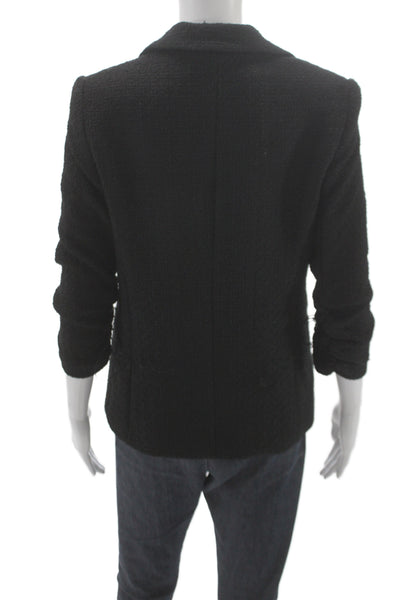 Drew Womens Black Collared Blazer Button 3/4 Sleeve Polyester Size XS