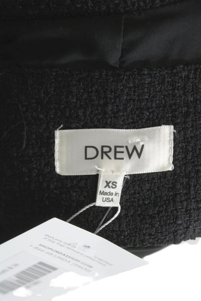 Drew Womens Black Collared Blazer Button 3/4 Sleeve Polyester Size XS
