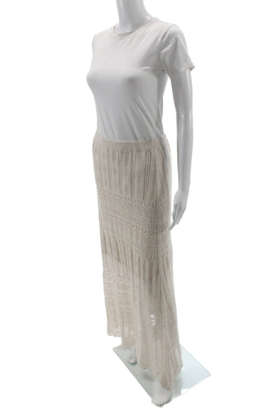 Minnie Rose Womens Maxi Skirt Beige Cotton Linen Long Size S