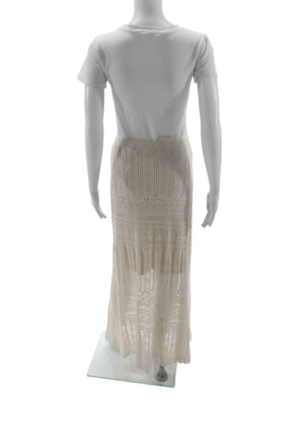 Minnie Rose Womens Maxi Skirt Beige Cotton Linen Long Size S