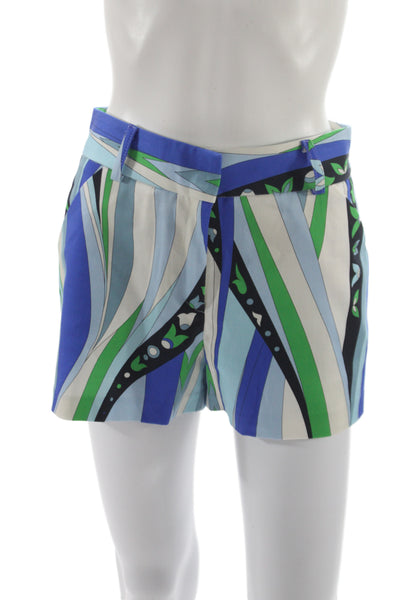 Drew Unisex Blue Geometric Cotton Elastane Shorts Size 2