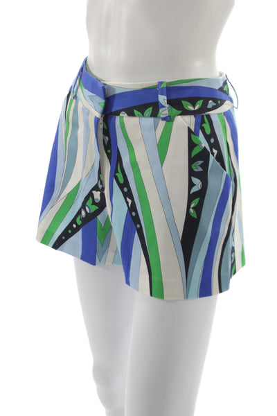 Drew Unisex Blue Geometric Cotton Elastane Shorts Size 2