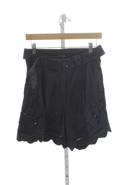 Scarlett Poppies Unisex Bohemian Dark Blue Solid Cotton Buckle Shorts Size XS