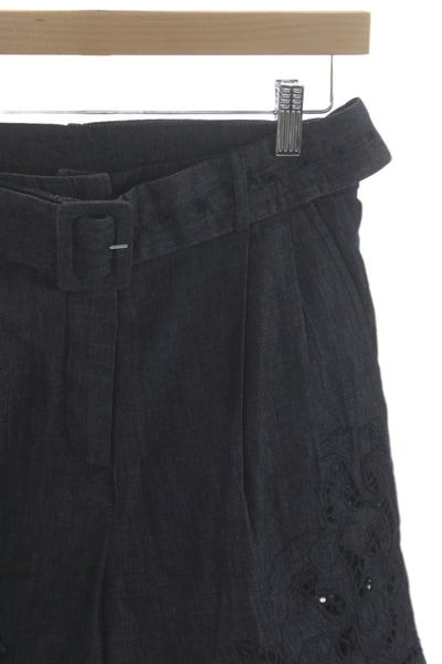 Scarlett Poppies Unisex Bohemian Dark Blue Solid Cotton Buckle Shorts Size XS
