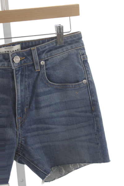 Slvrlake Unisex Dark Blue Cotton Elastane Button Shorts Size 27