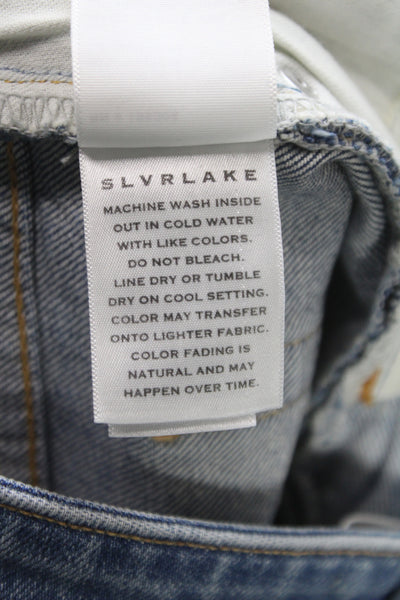 Slvrlake Unisex Dark Blue Cotton Elastane Button Shorts Size 27