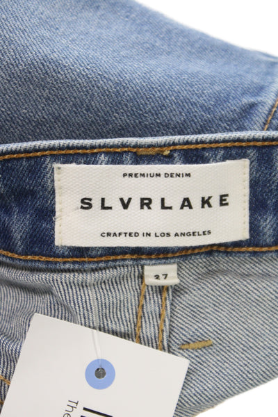 Slvrlake Unisex Dark Blue Cotton Elastane Button Shorts Size 27