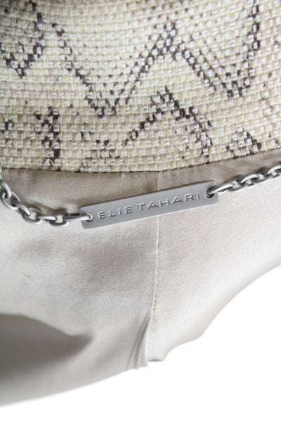 Elie Tahari Womens Beige Animal Print Military Jacket Long Sleeve Size M