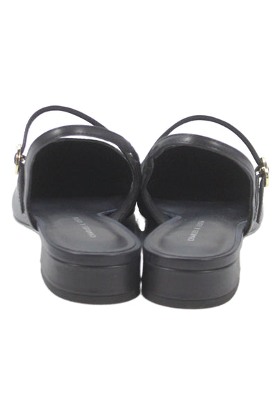 Charles & Keith Womens Leather Slingbacks Ballet Flats Black Size 39 9