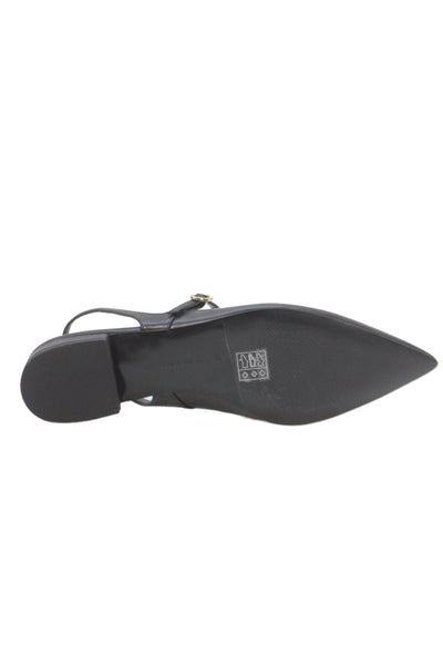 Charles & Keith Womens Leather Slingbacks Ballet Flats Black Size 39 9
