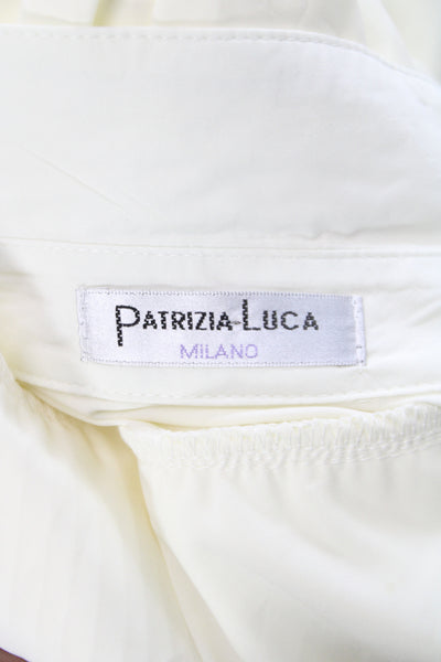 Patrizia Luca Women White Collared Button Up Tunic Long Sleeve Polyester Size S