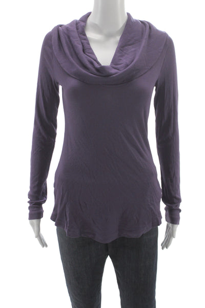Splendid Womens Basic Solid Purple Long Sleeve Top 50% Pima Cotton Modal Size M