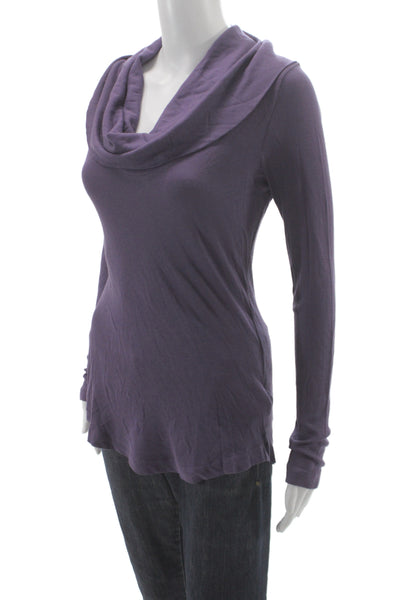 Splendid Womens Basic Solid Purple Long Sleeve Top 50% Pima Cotton Modal Size M