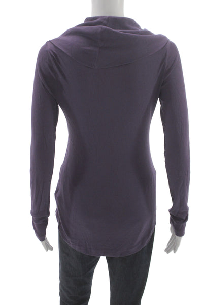 Splendid Womens Basic Solid Purple Long Sleeve Top 50% Pima Cotton Modal Size M