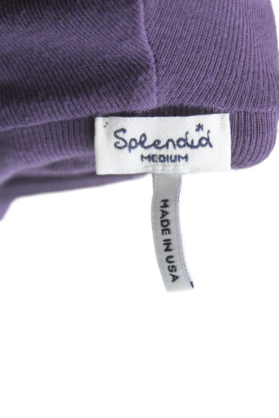 Splendid Womens Basic Solid Purple Long Sleeve Top 50% Pima Cotton Modal Size M