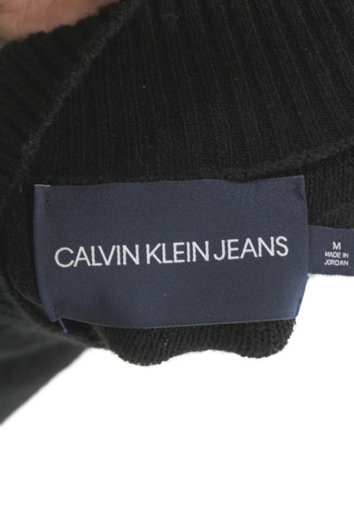 Calvin Klein Jeans Unisex Pullover Sweater Black Mock Neck Long Sleeve Size M