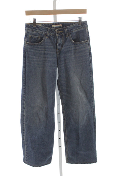 Levis Mens Straight Jeans Dark Blue Low Rise 32 Inseam Size 25