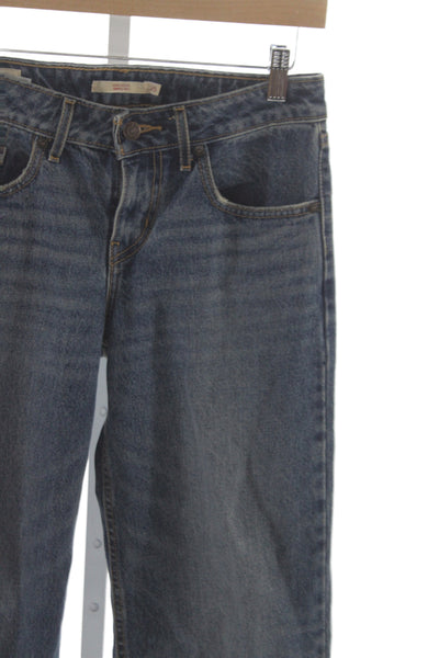 Levis Mens Straight Jeans Dark Blue Low Rise 32 Inseam Size 25