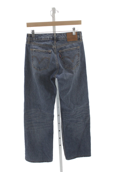 Levis Mens Straight Jeans Dark Blue Low Rise 32 Inseam Size 25