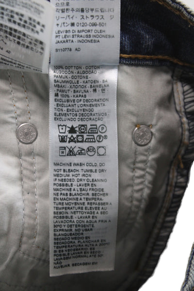 Levis Mens Straight Jeans Dark Blue Low Rise 32 Inseam Size 25