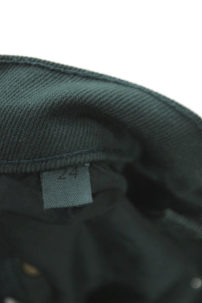 Still Here Unisex Cargo Pants Green High Rise 100% Cotton Button Size 24