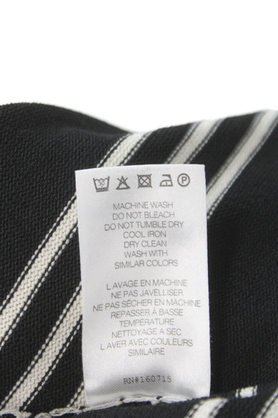 Ser.O.Ya Womens Sweater Dress Black Striped Collared Short Sleeve Midi Size S