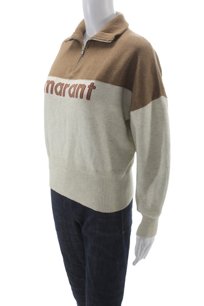 Isabel Marant Etoile Unisex Beige Pullover Sweater Zip Collared Size 34