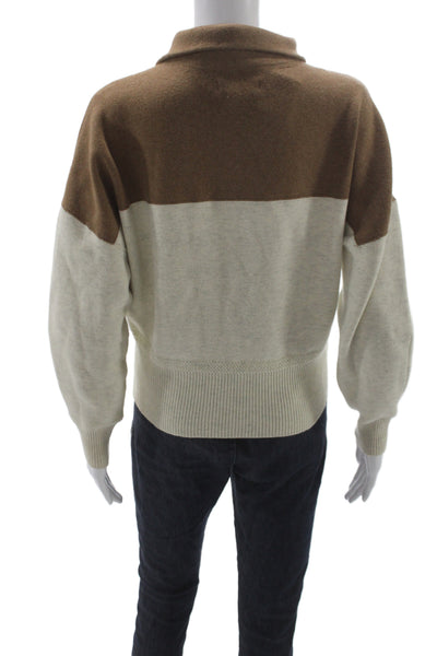 Isabel Marant Etoile Unisex Beige Pullover Sweater Zip Collared Size 34