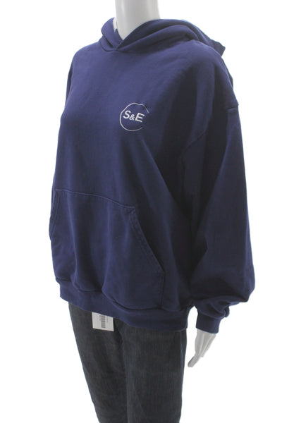 Madhappy Unisex Pullover Hoodie Dark Blue Graphic 100% Cotton Size M
