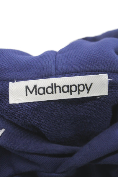 Madhappy Unisex Pullover Hoodie Dark Blue Graphic 100% Cotton Size M