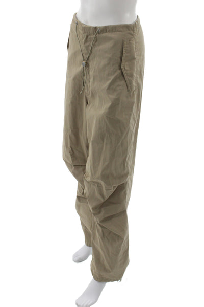 Dion Lee Unisex Cargo Windbreaker Pants Beige Cotton Nylon Size 2