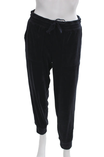 Splendid Womens Velour Puffy Sleeves Sweater Pant Set Navy Blue Size Small