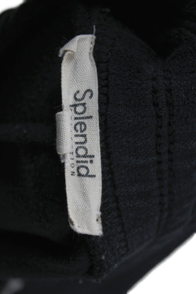 Splendid Womens Velour Puffy Sleeves Sweater Pant Set Navy Blue Size Small