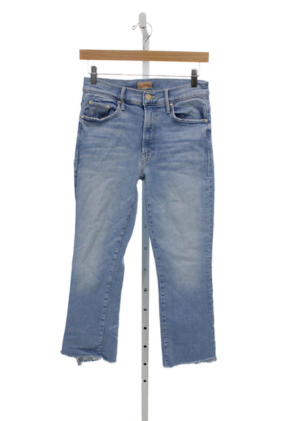 Mother Women Cropped Straight High Rise Light Blue Jeans Size 27