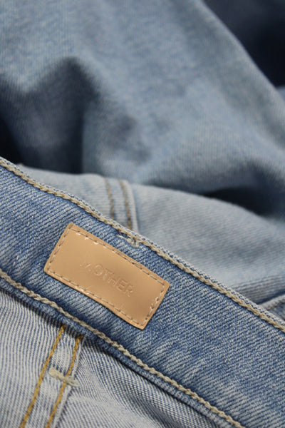 Mother Women Cropped Straight High Rise Light Blue Jeans Size 27