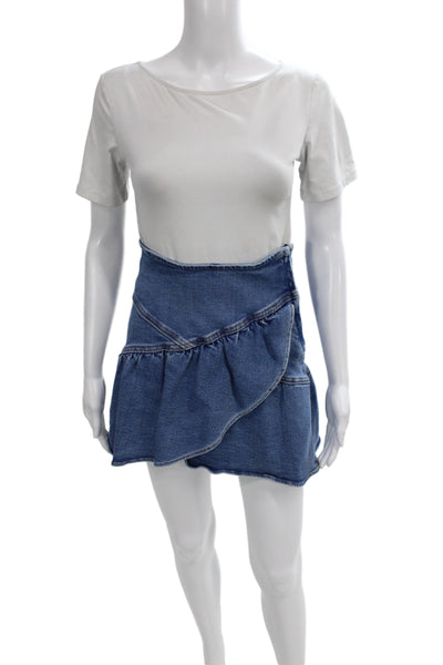 Mother Women Mini Wrap Skirt Blue Size 26