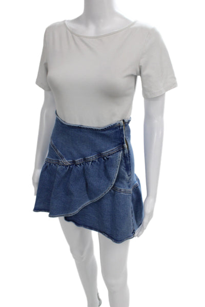 Mother Women Mini Wrap Skirt Blue Size 26