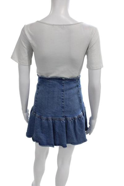 Mother Women Mini Wrap Skirt Blue Size 26