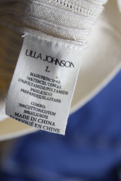 Ulla Johnson Women Beige Crew Neck 3/4 Sleeve Blouse Size L