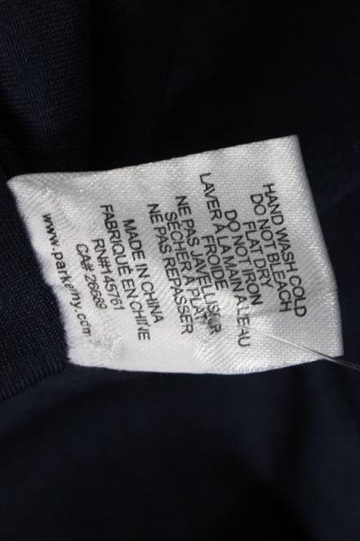Parker Women Dark Blue V-Neck Long Sleeve Zip Blouse Size S