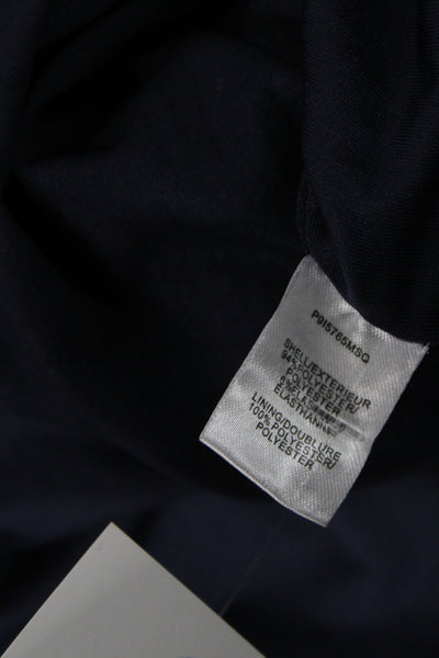 Parker Women Dark Blue V-Neck Long Sleeve Zip Blouse Size S