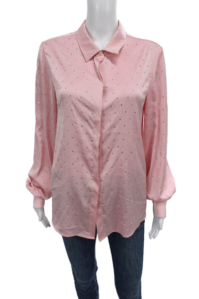 Generation Love Womens Pink Collared Long Sleeve Button Up Blouse Size L