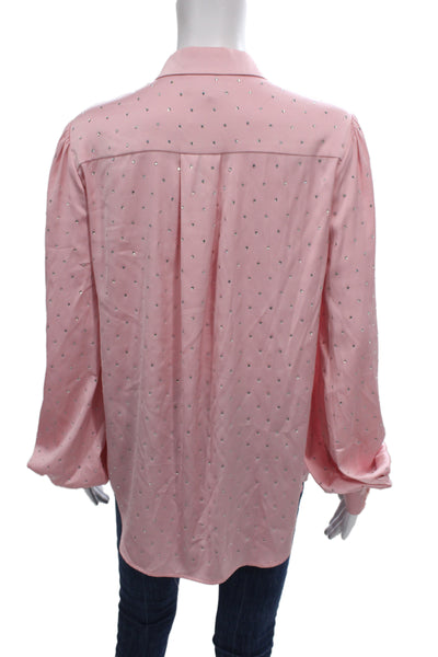 Generation Love Womens Pink Collared Long Sleeve Button Up Blouse Size L