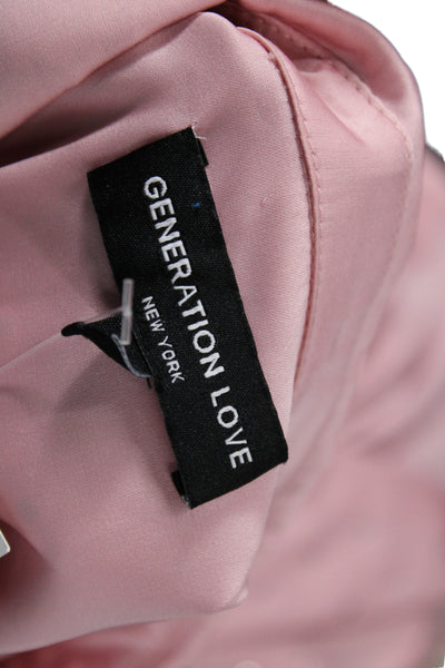 Generation Love Womens Pink Collared Long Sleeve Button Up Blouse Size L